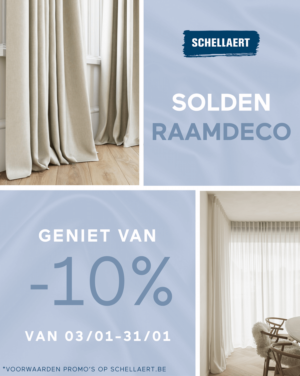 Solden bij Schellaert – -10% korting op raamdecoratie