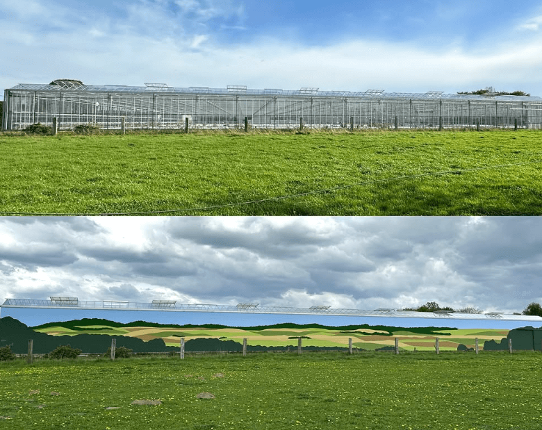 Glazen structuur versmelt met natuur
